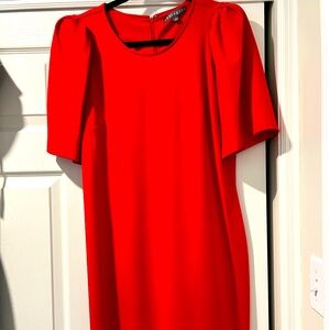 Red Short Sleeve Sheath Dress